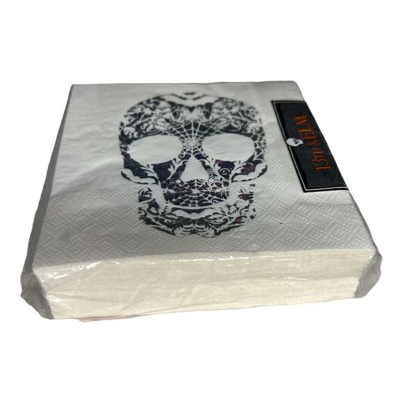 Sugar skull metallic sugar skull 3ply set of 40 cocktail napkins - Picture 2 of 2